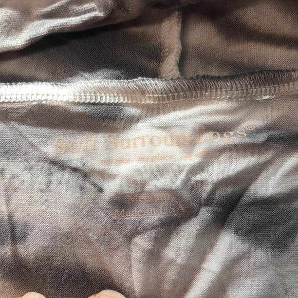 Soft Surrounding  faux front wrap tee shirt in soft gray white animal print - Picture 7 of 8